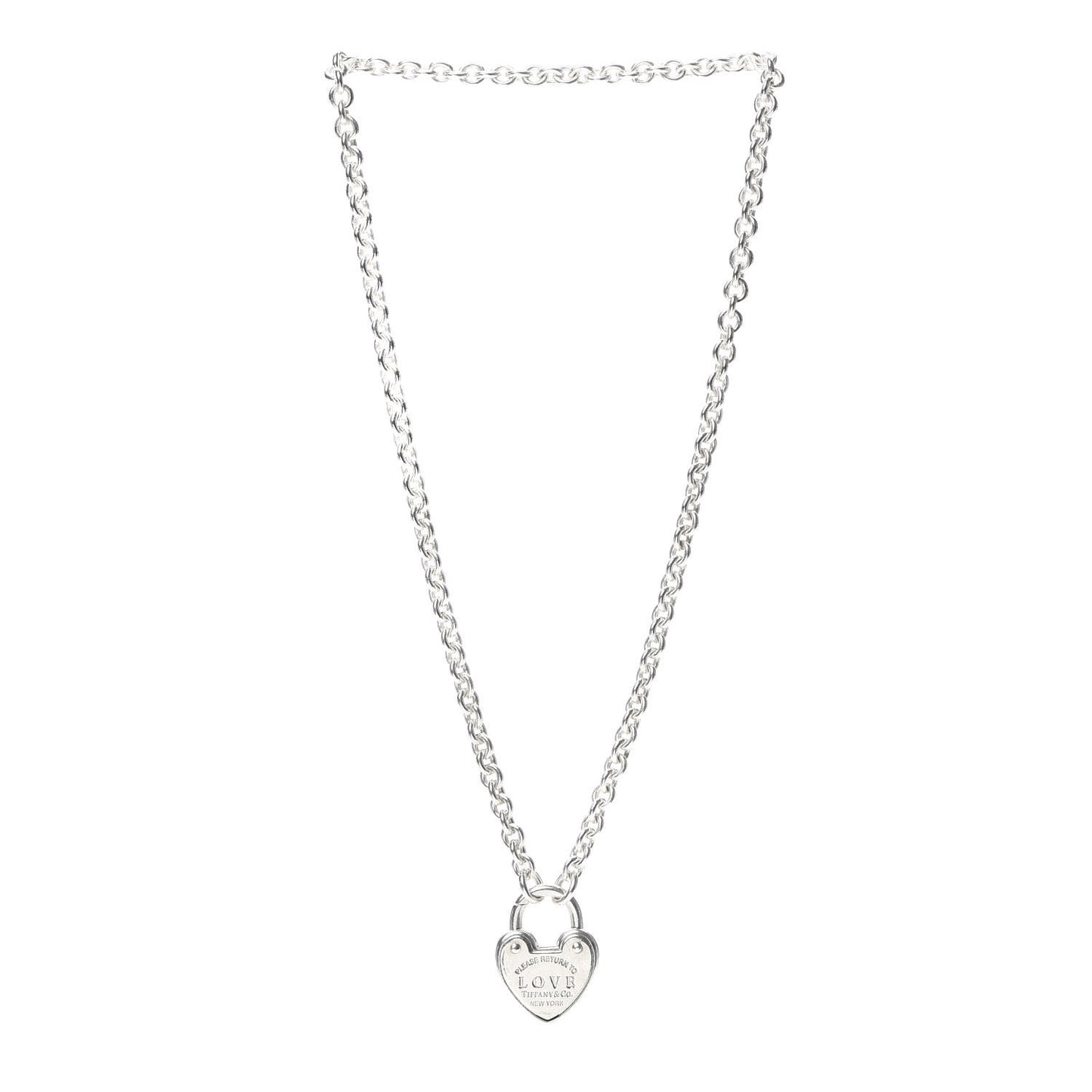 Sterling Silver Return To Tiffany Love Heart Lock Pendant Necklace