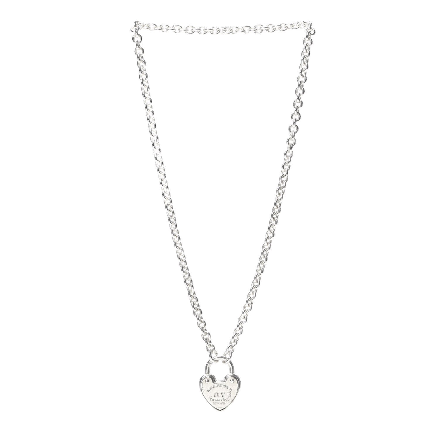 Tiffany Sterling Silver Return To Tiffany Love Heart Lock Pendant Necklace 3 of 4