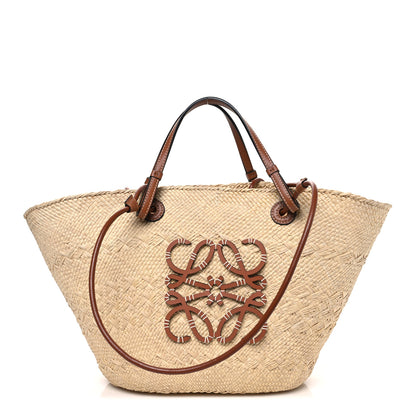 Loewe Calfskin Raffia Medium Anagram Basket Tote Bag Natural Tan 1 of 9