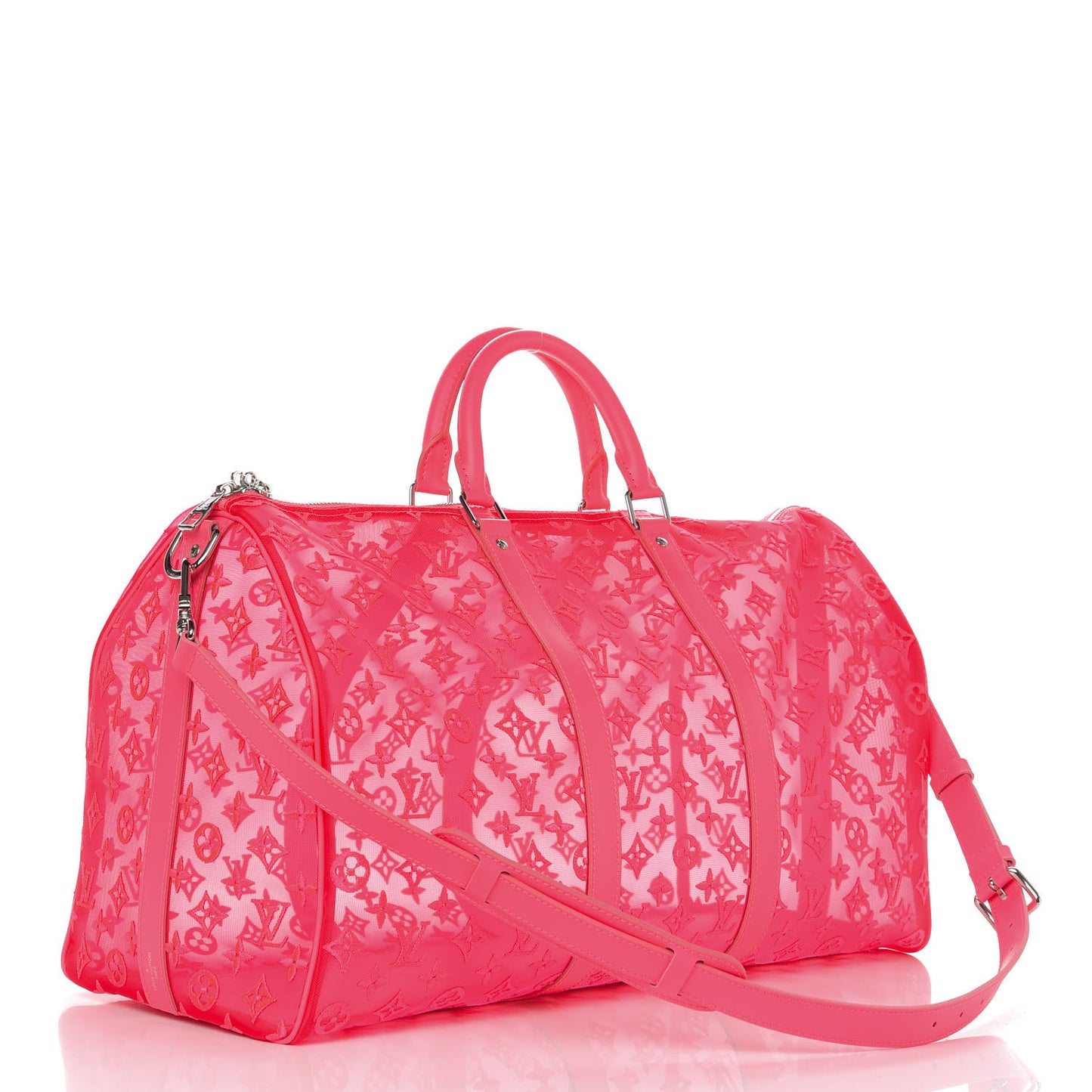 Monogram Fluo See Through Keepall Bandouliere 50 Rose