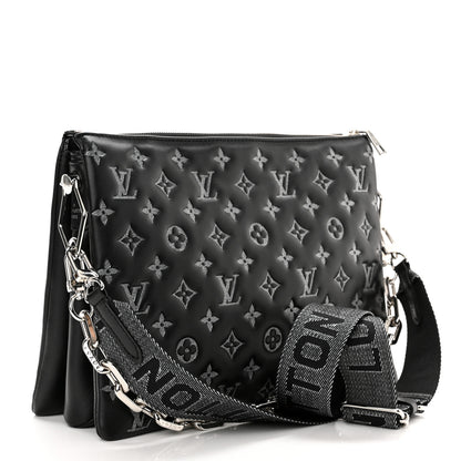 Louis Vuitton Lambskin Embossed Monogram Coussin MM Black Gray 3 of 11