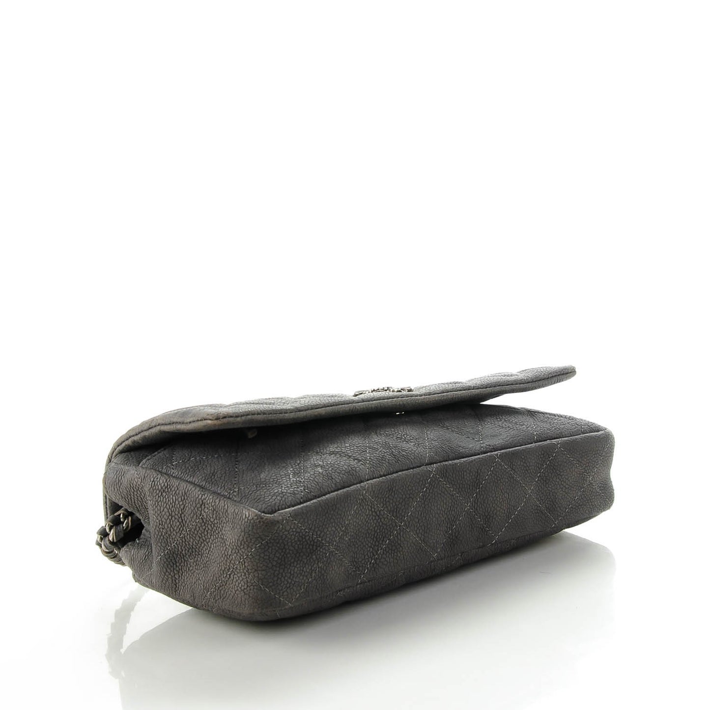 Iridescent Caviar Quilted Small Flap Grey