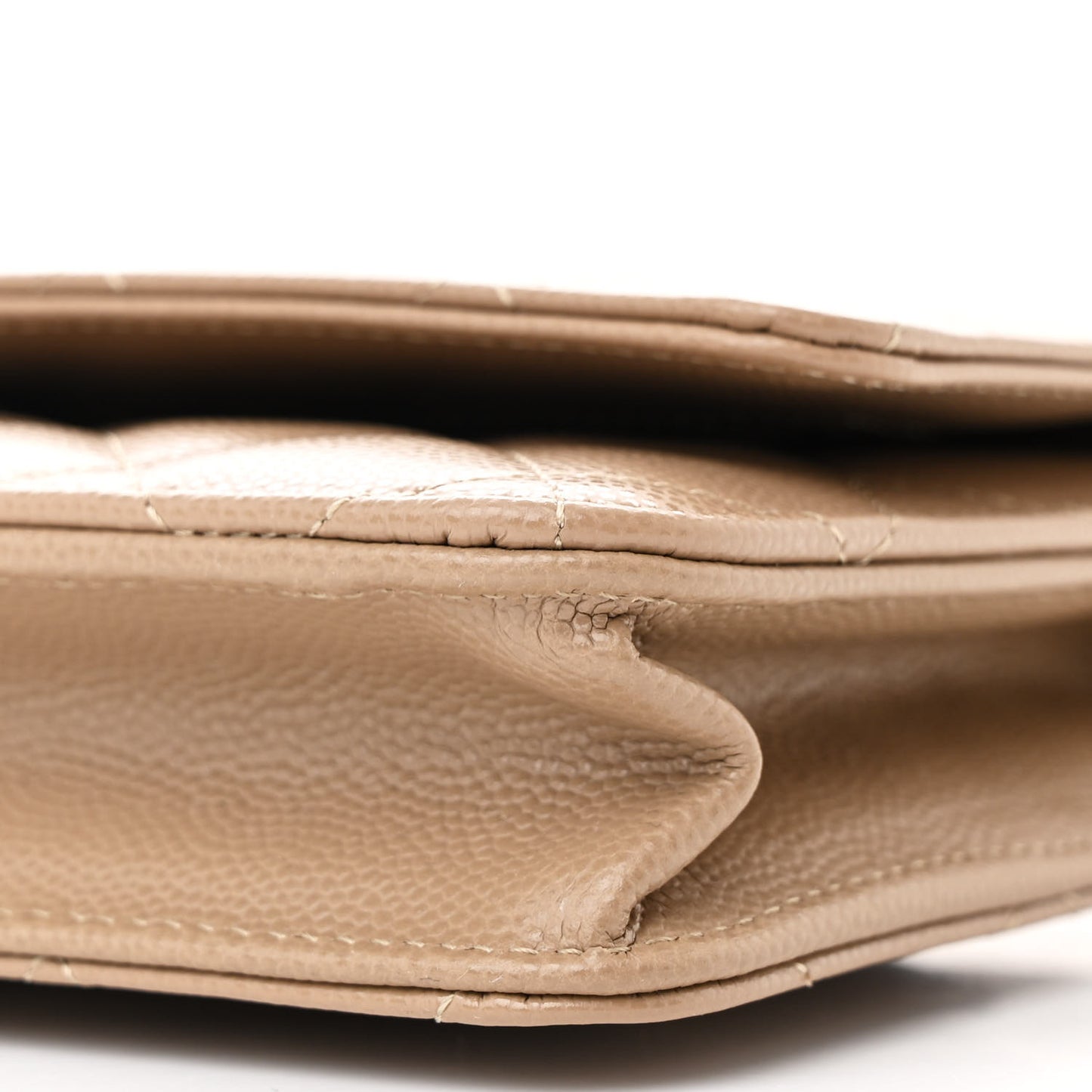 Caviar Quilted Wallet on Chain WOC Dark Beige