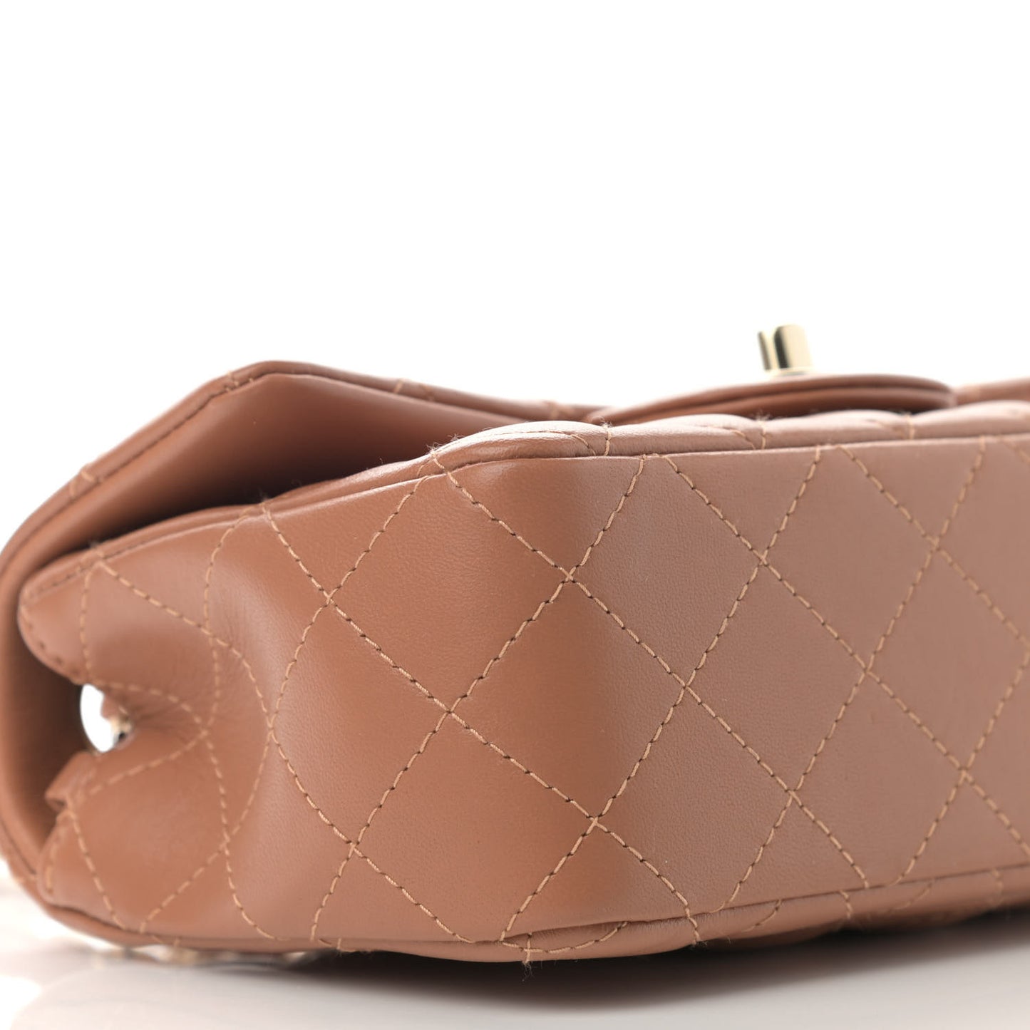 Lambskin Quilted Mini Rectangular Flap Brown