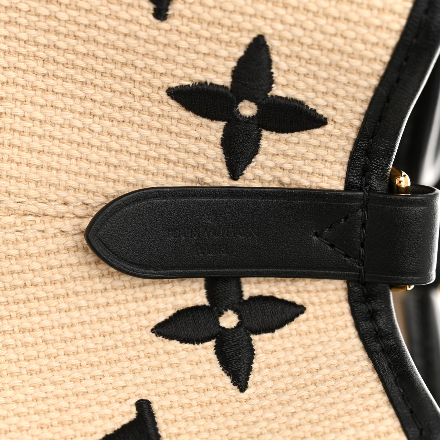 Cotton Monogram Embroidered Neonoe MM Beige Black