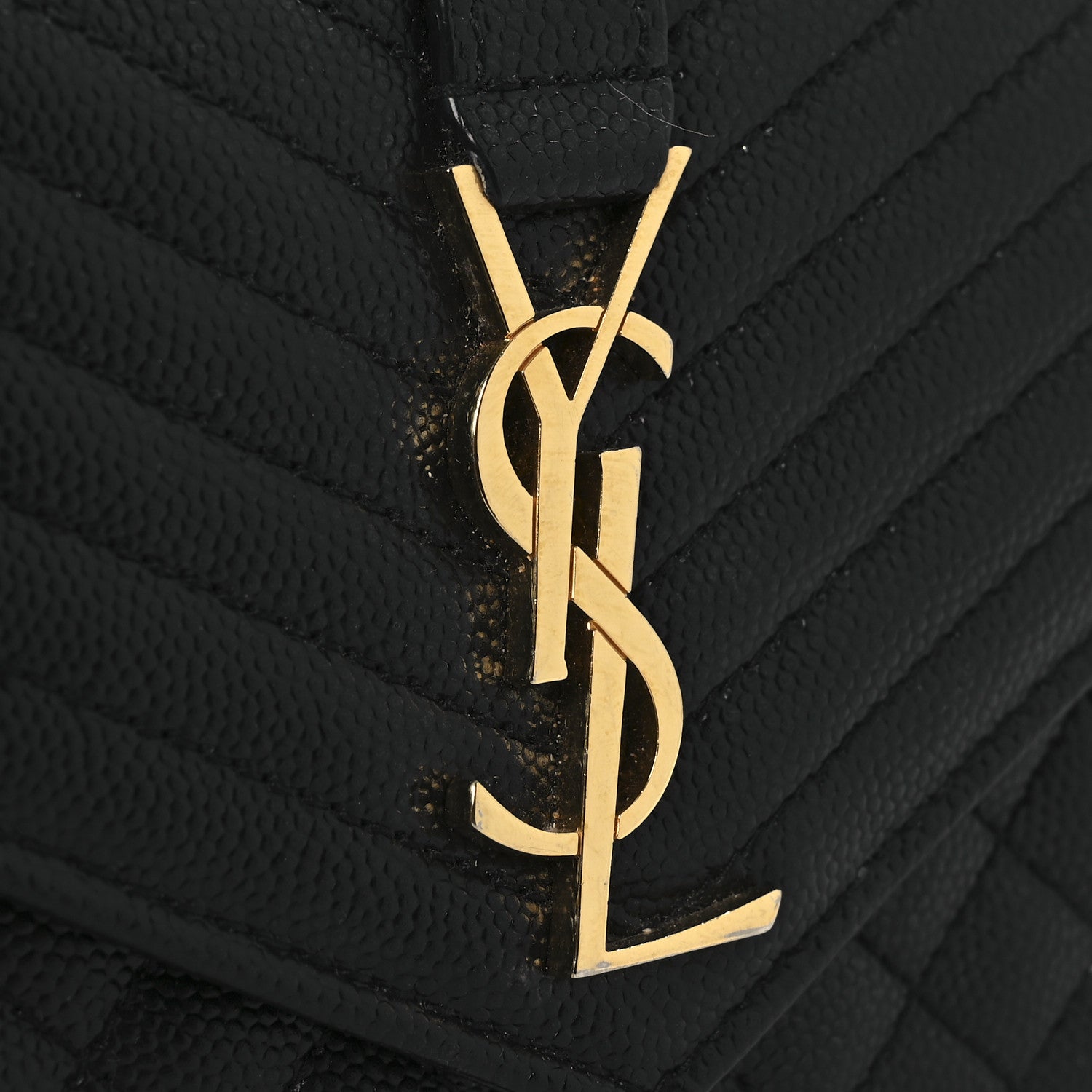 Saint Laurent Grain De Poudre Mixed Matelasse Triquilt Large Monogram Wallet Black 10 of 11