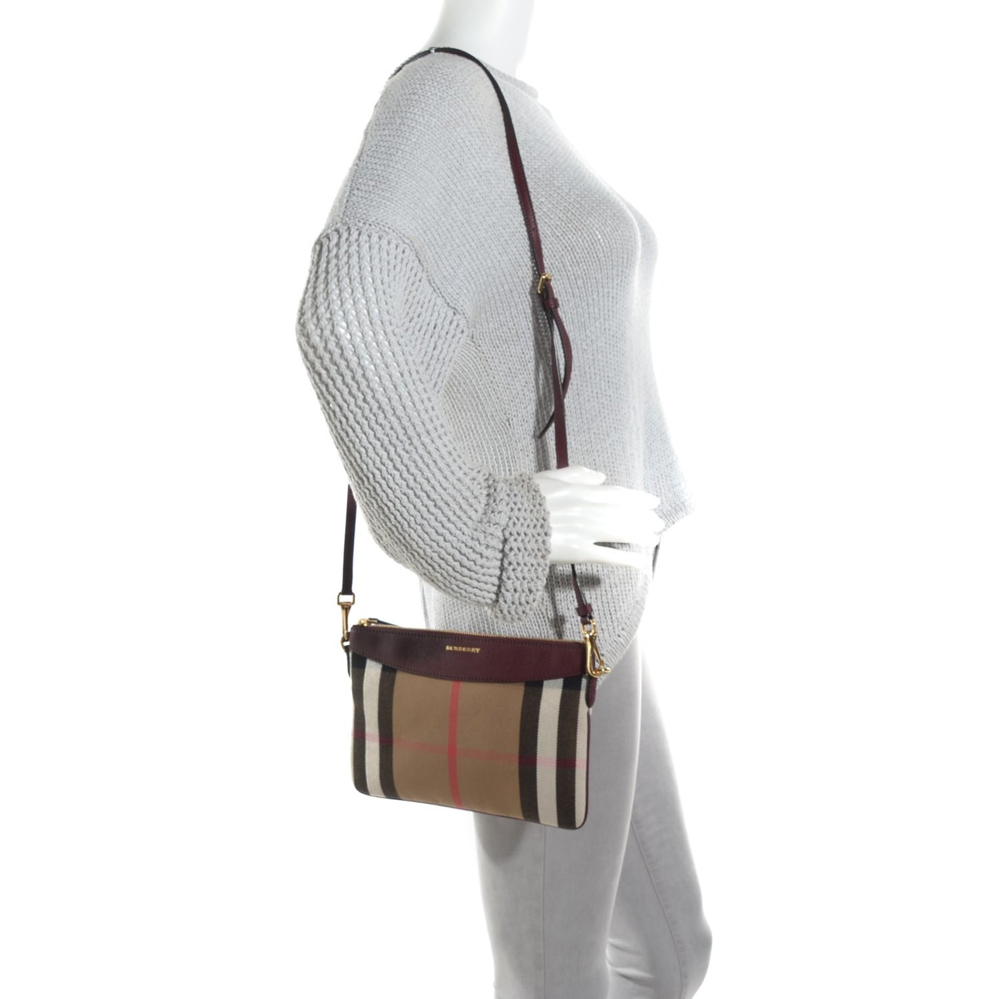 House Check Derby Peyton Crossbody Clutch Bag Mahogany Red