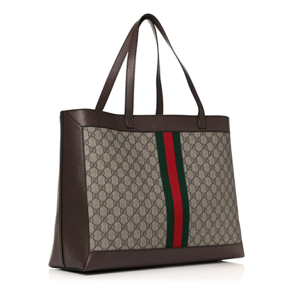 Gucci GG Supreme Monogram Web Ophidia Tote Brown 4 of 14