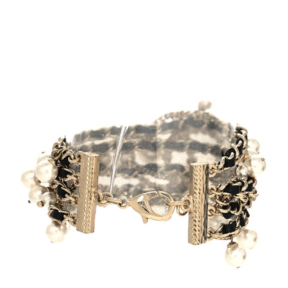 Chanel Lambskin Pearl Crystal Multistrand Chain CC Bracelet 3 of 5