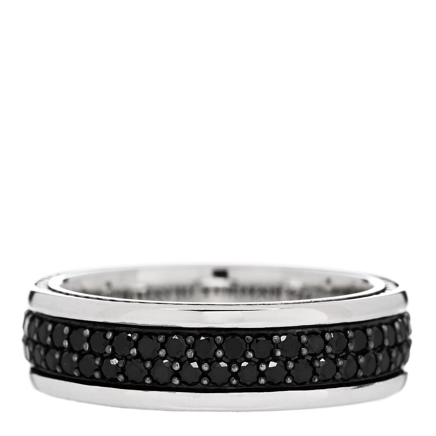 Sterling Silver Black Diamond Streamline Two-Row Band Ring 62 10