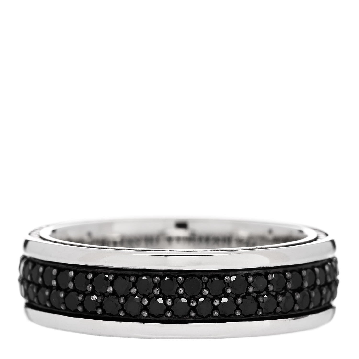 David Yurman Sterling Silver Black Diamond Streamline Two-Row Band Ring 62 10 3 of 5