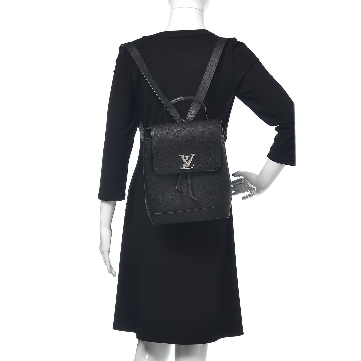 Calfskin Lockme Backpack Black