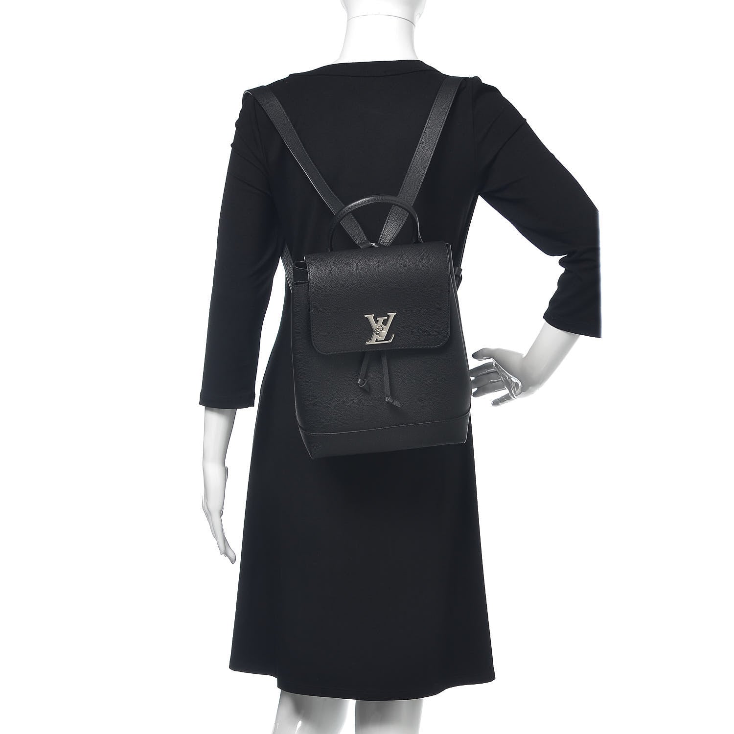 Louis Vuitton Calfskin Lockme Backpack Black 2 of 10