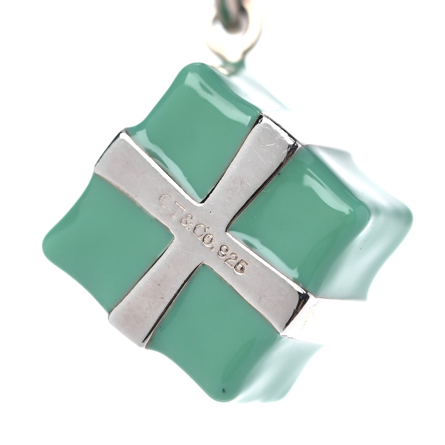Sterling Silver Enamel Gift Box Charm Choker Necklace Blue