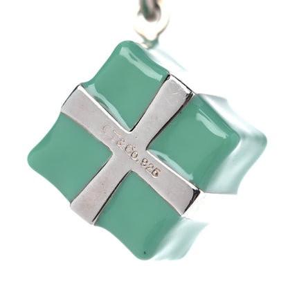 Tiffany Sterling Silver Enamel Gift Box Charm Choker Necklace Blue 4 of 6