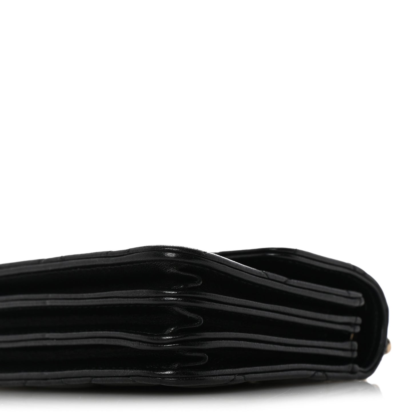 Lambskin Quilted Top Handle Flap Clutch With Chain Black