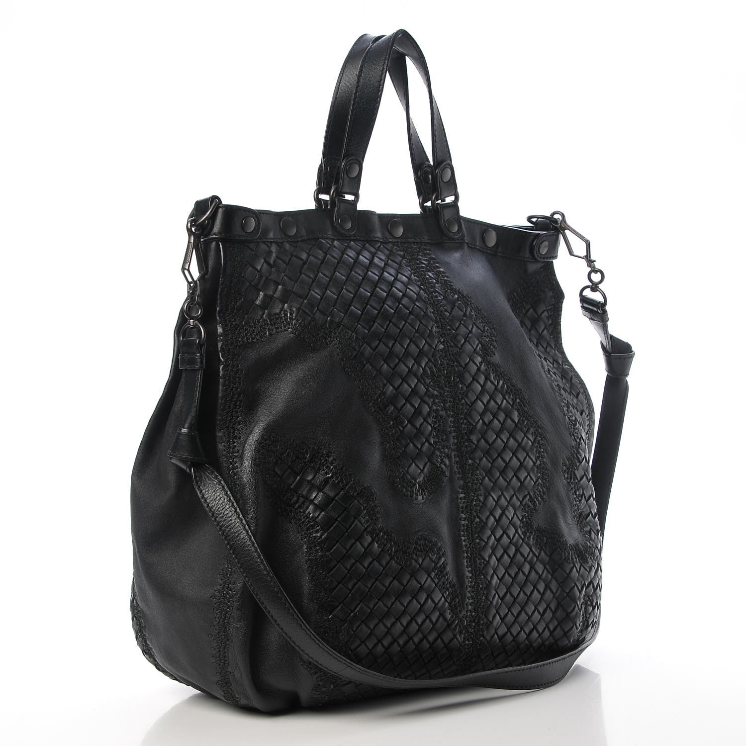 Bottega Veneta Lambskin Intrecciato Embroidered Tote Black 4 of 10