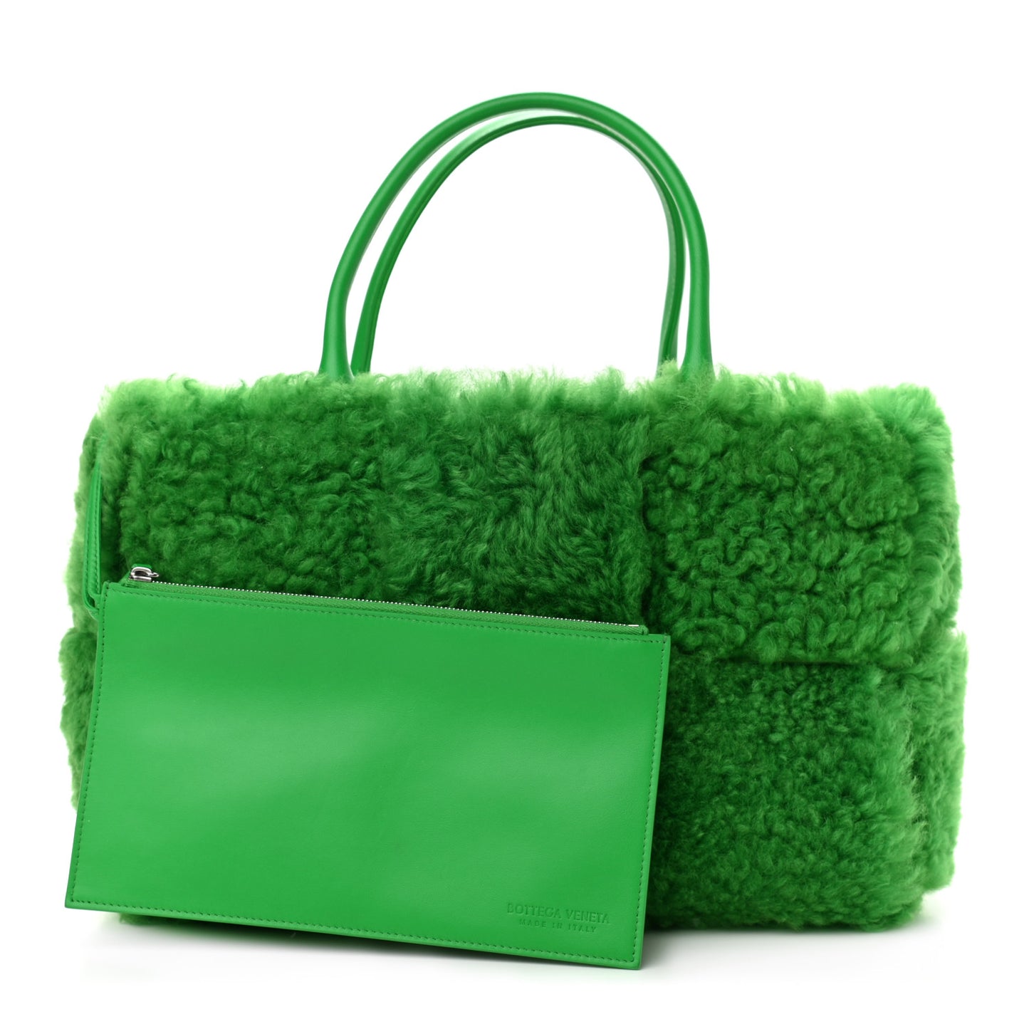 Shearling Small Intrecciato Arco Tote Parakeet