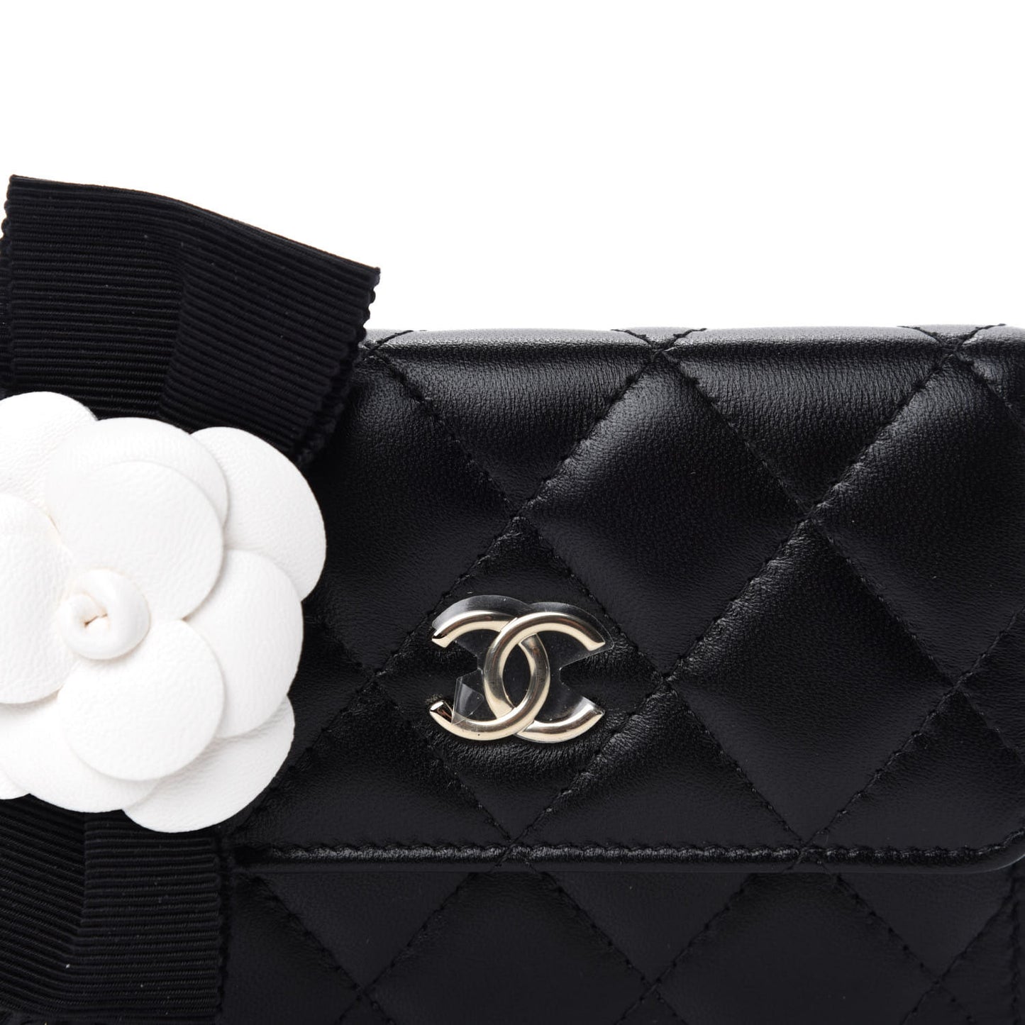 Lambskin Quilted My Chanel Lady Card Holder On Chain Black
