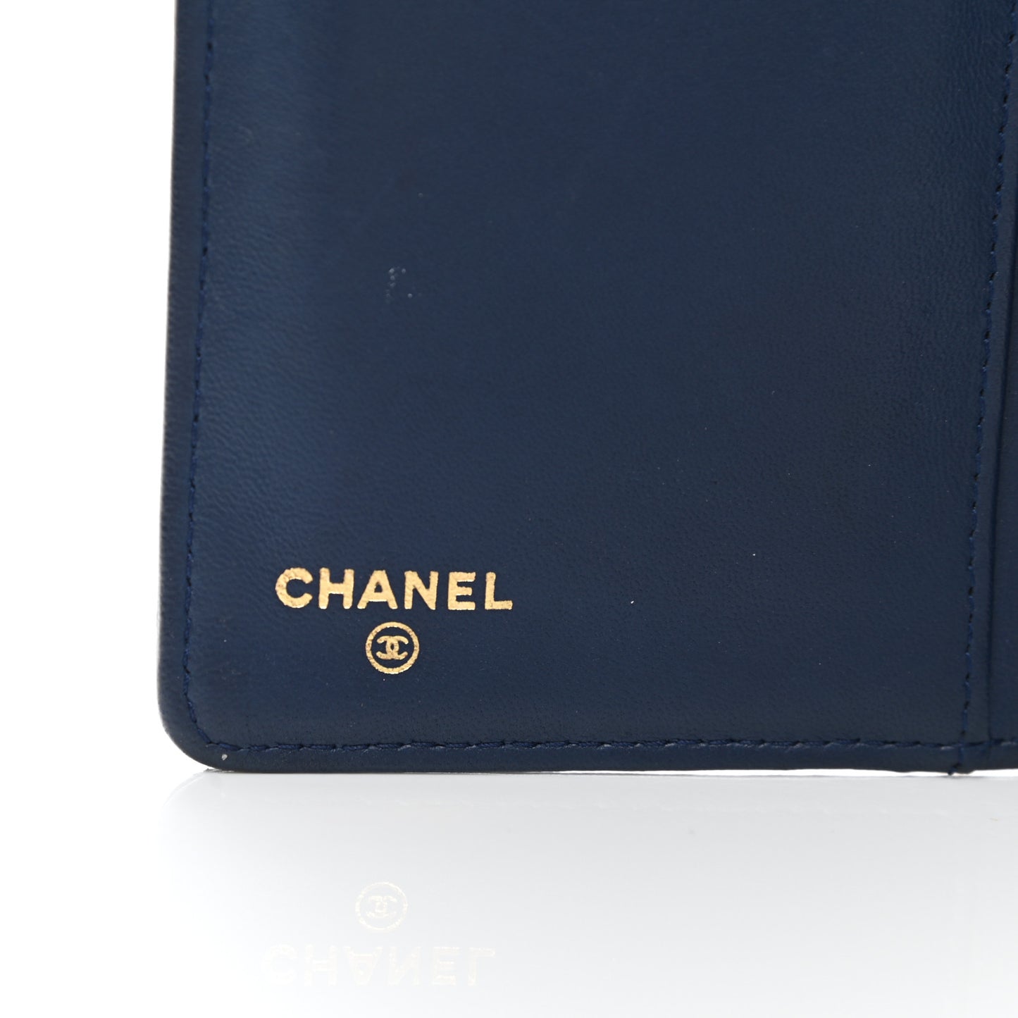 Lambskin Quilted Boy Yen Wallet Navy
