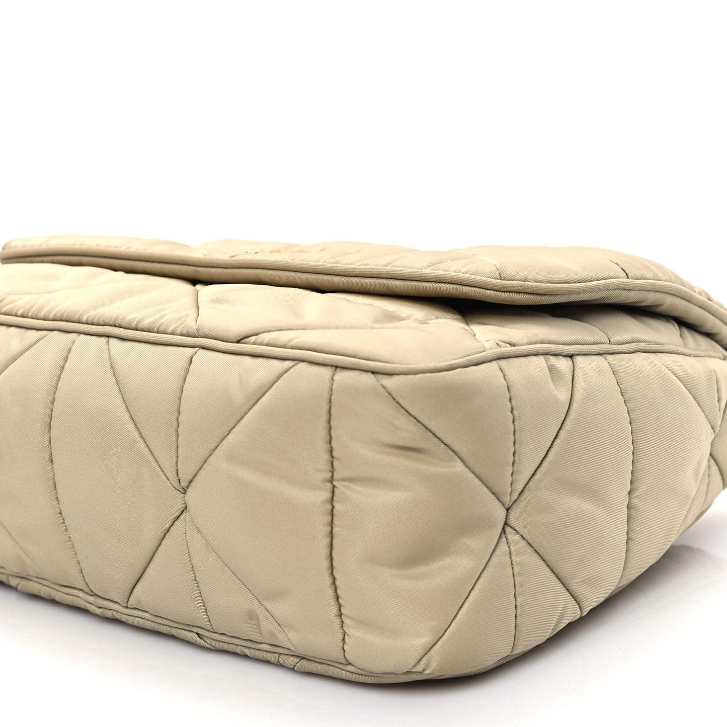 Re-Nylon Quilted Padded Flap Shoulder Bag Deserto