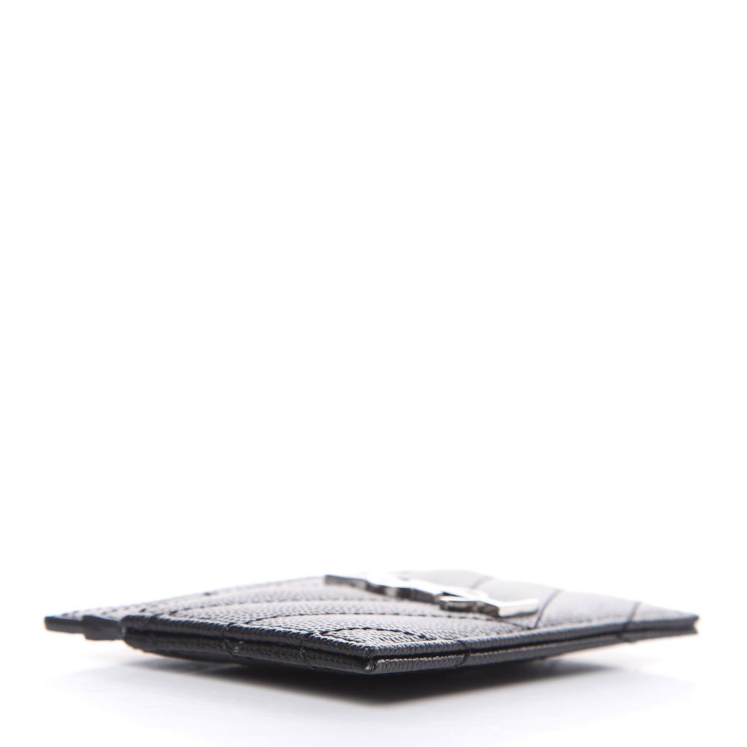 Saint Laurent Grain De Poudre Matelasse Chevron Monogram Credit Card Case Black 4 of 7