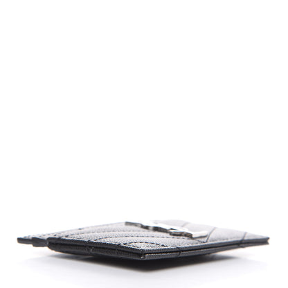 Saint Laurent Grain De Poudre Matelasse Chevron Monogram Credit Card Case Black 4 of 7