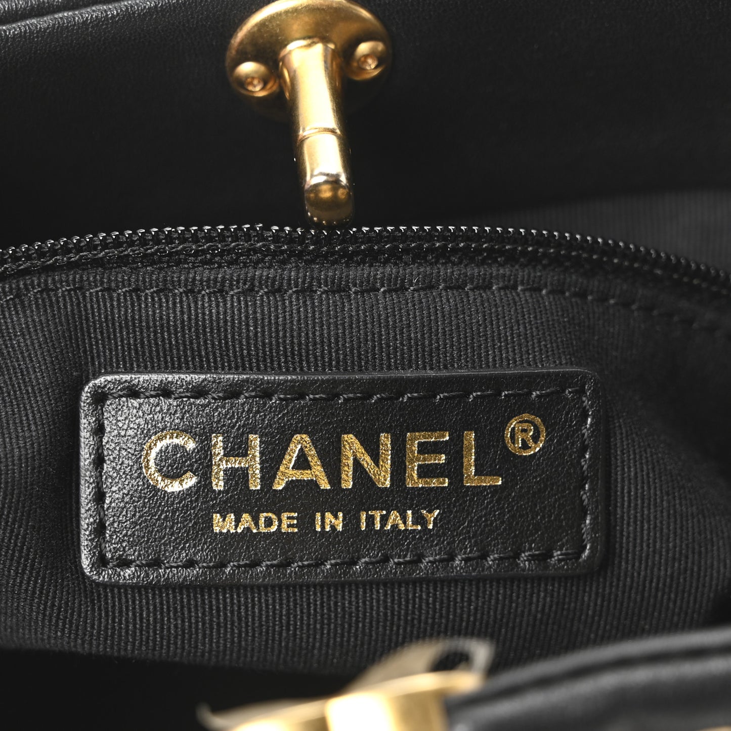 Calfskin Quilted Small CC Chain Bucket Backpack Black