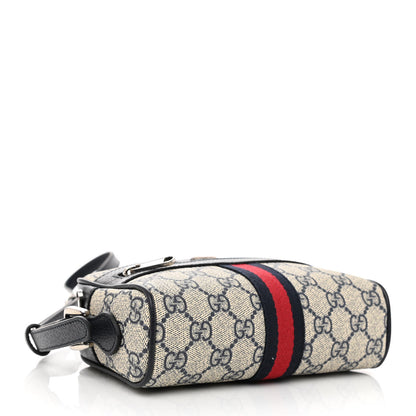 Gucci GG Supreme Monogram Textured Dollar Calfskin Web Mini Ophidia Shoulder Bag Beige Blue 4 of 8