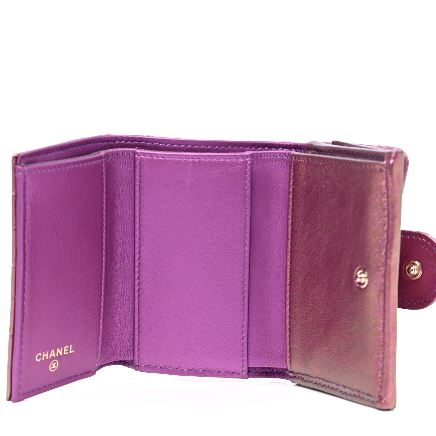 Chanel Iridescent Lambskin Small Quilted Flap Wallet Purple 3 of 5