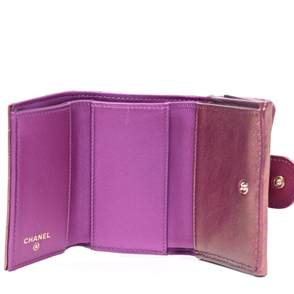 Chanel Iridescent Lambskin Small Quilted Flap Wallet Purple 3 of 5