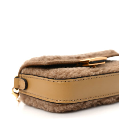 Fendi Curly Shearling Shiny Nappa Nano Baguette Charm Camel 6 of 8