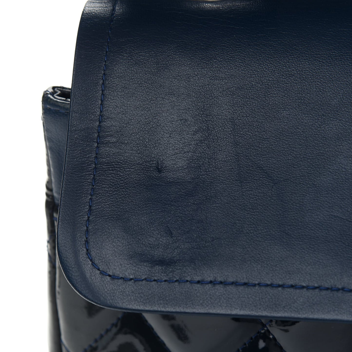 Patent Quilted Maxi Double Flap Navy