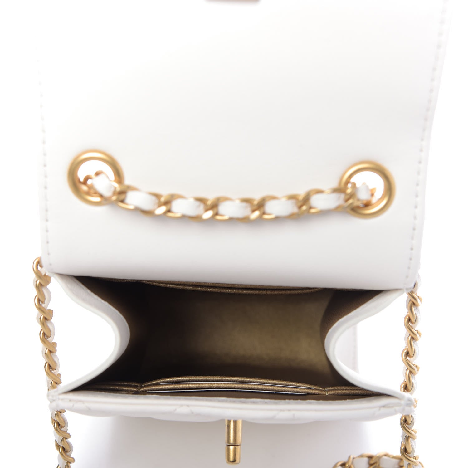 Chanel Lambskin Quilted Pearl Crush Phone Holder With Chain White 5 of 11
