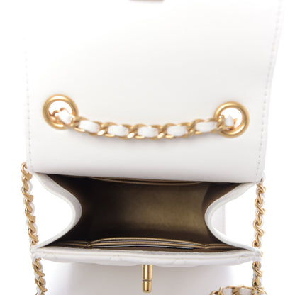 Chanel Lambskin Quilted Pearl Crush Phone Holder With Chain White 5 of 11