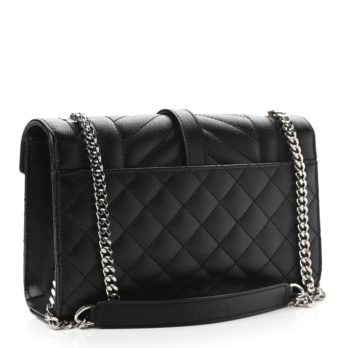 Grain De Poudre Textured Mixed Matelasse Triquilt Small Monogram Satchel Black