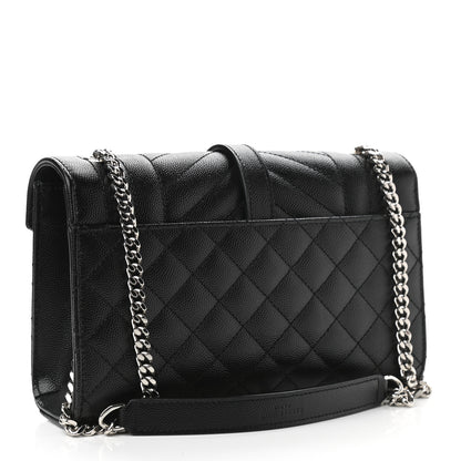 Saint Laurent Grain De Poudre Textured Mixed Matelasse Triquilt Small Monogram Satchel Black 3 of 12