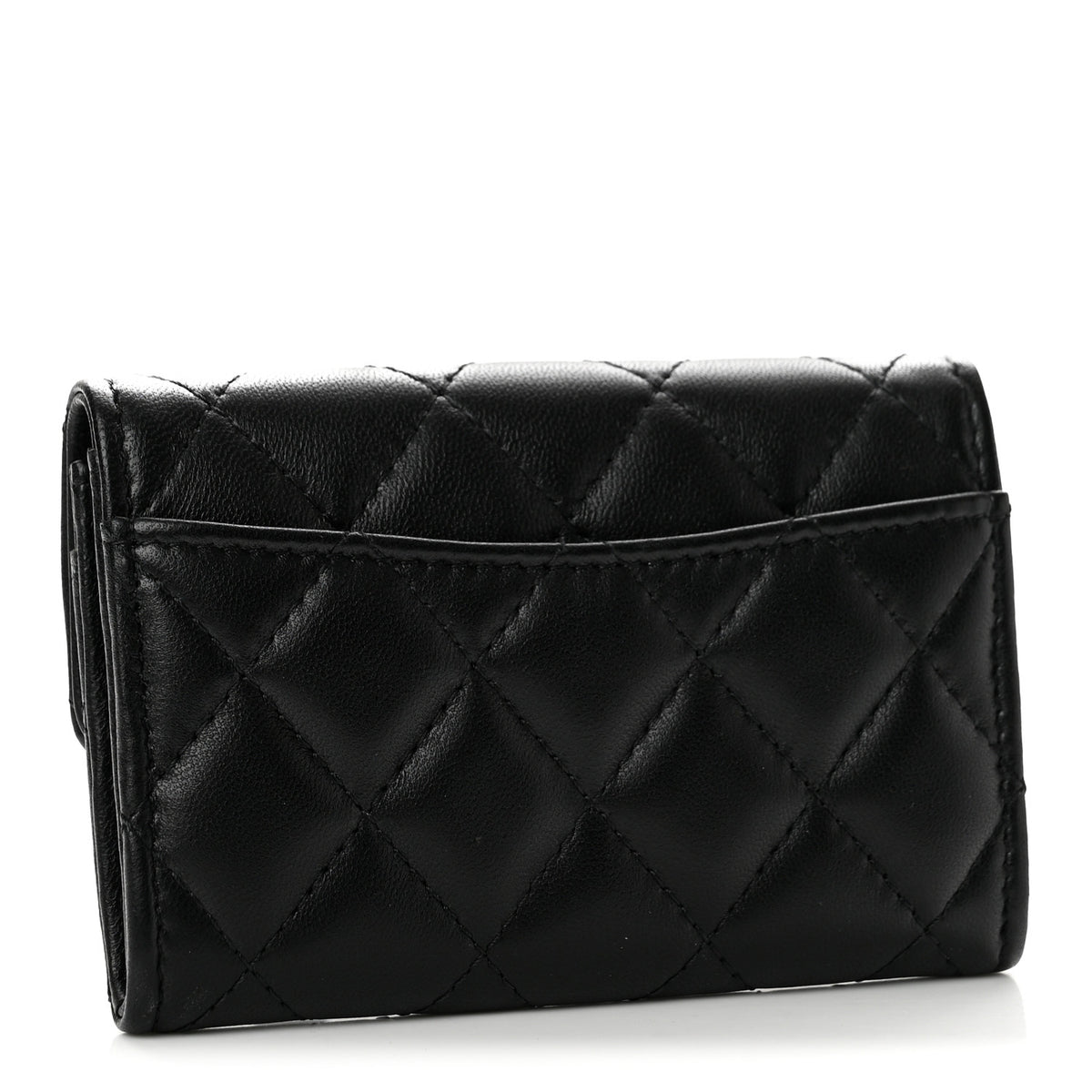 Chanel Lambskin Quilted Flap Card Holder Wallet Black 3 of 7