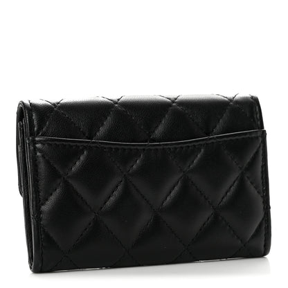 Chanel Lambskin Quilted Flap Card Holder Wallet Black 3 of 7