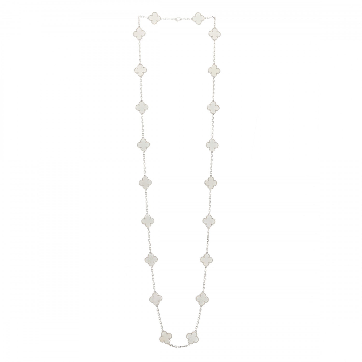 Van Cleef & Arpels 18K White Gold Mother of Pearl 20 Motifs Vintage Alhambra Necklace 3 of 7