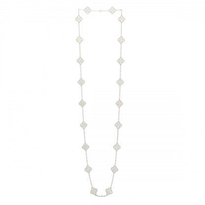 Van Cleef & Arpels 18K White Gold Mother of Pearl 20 Motifs Vintage Alhambra Necklace 3 of 7