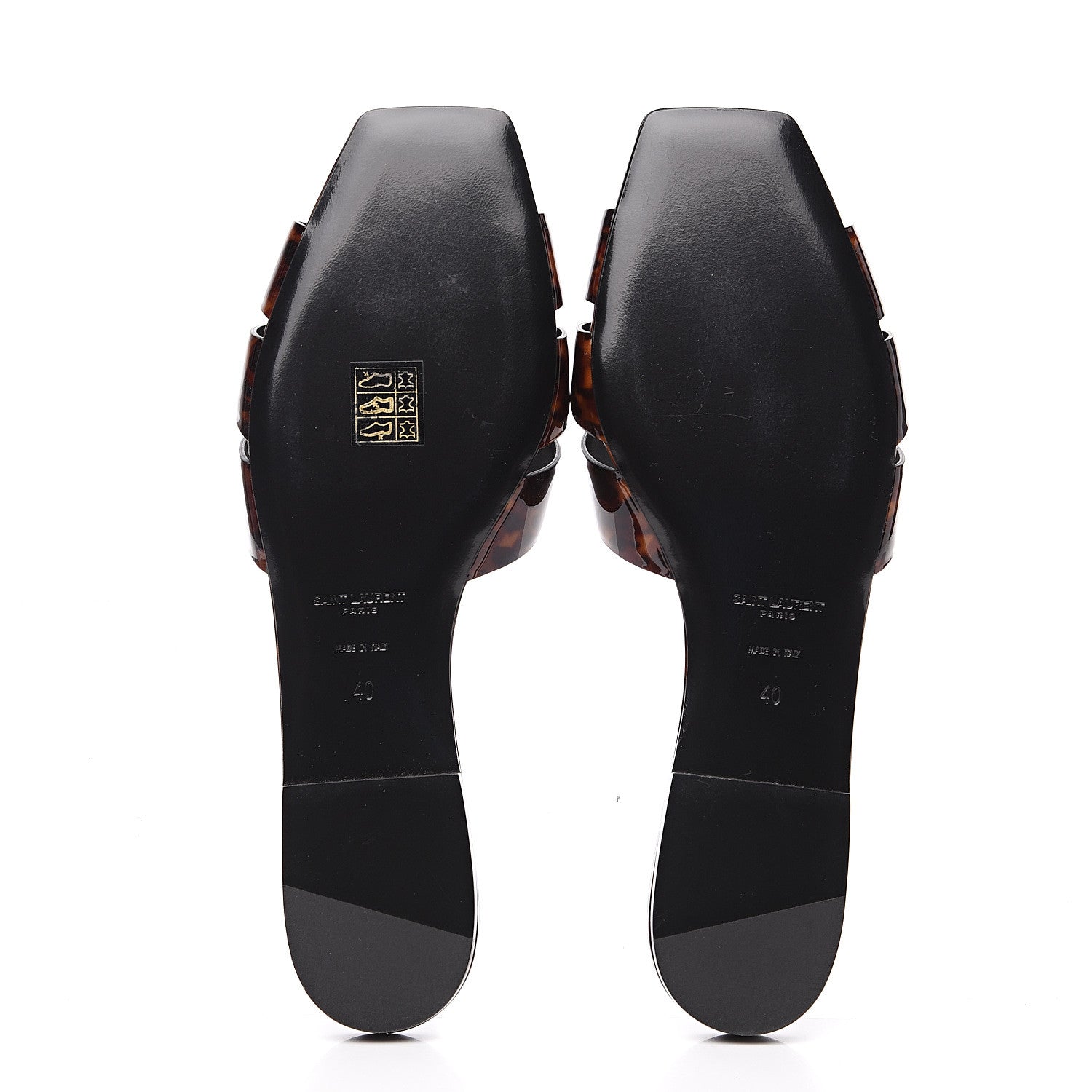 Saint Laurent Patent Calfskin Nu Pied 05 Slide Sandals 40 Tortoise 5 of 8