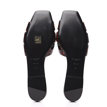Saint Laurent Patent Calfskin Nu Pied 05 Slide Sandals 40 Tortoise 5 of 8