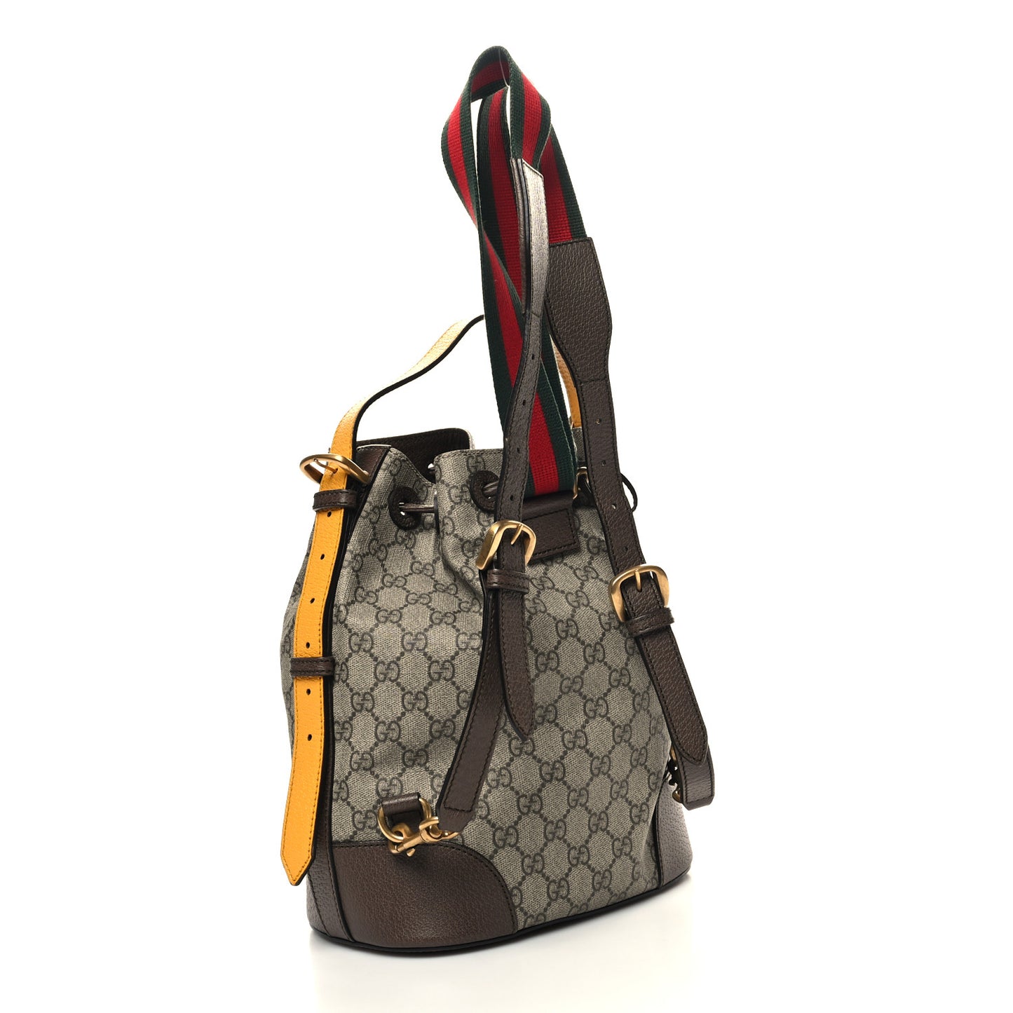 GG Supreme Monogram Neo Vintage Drawstring Bucket Backpack Beige New Acero Crop