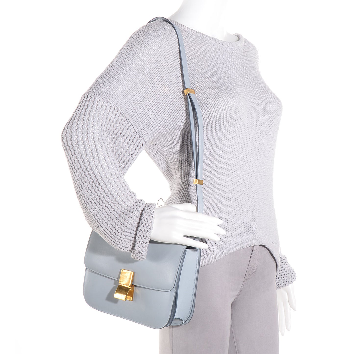 Smooth Calfskin Medium Classic Box Flap Bag Powder Blue