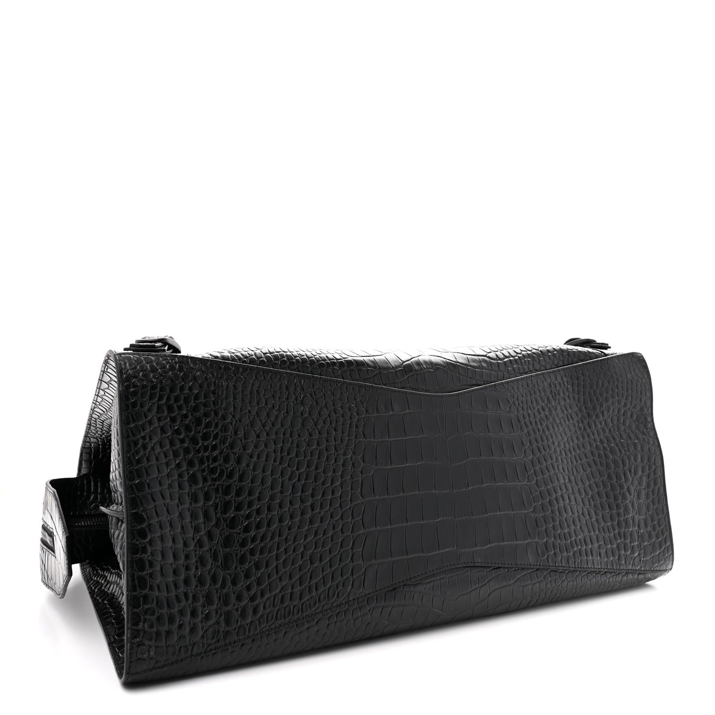 Semi Matte Calfskin Crocodile Embossed Neo Classic Black Hardware Large City Black