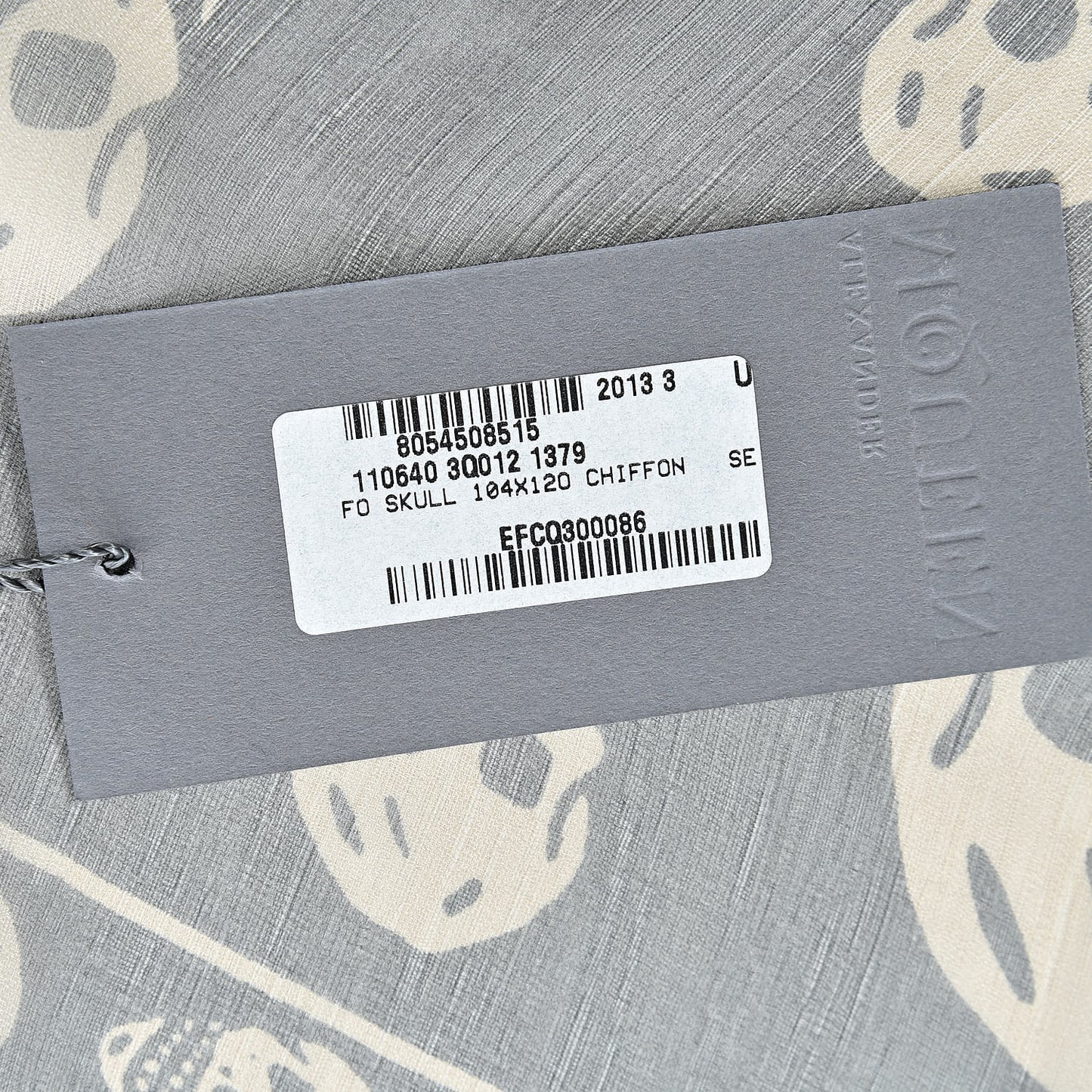 Silk Chiffon Skull Scarf Grey Beige