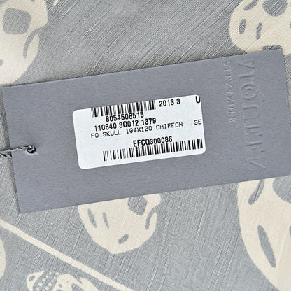 Alexander McQueen Silk Chiffon Skull Scarf Grey Beige 5 of 5