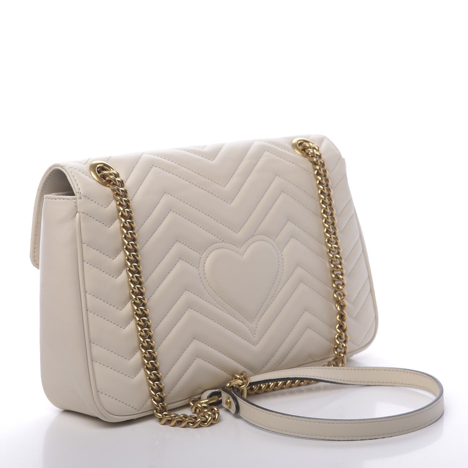 Gucci Calfskin Matelasse Medium GG Marmont Shoulder Bag White 3 of 10