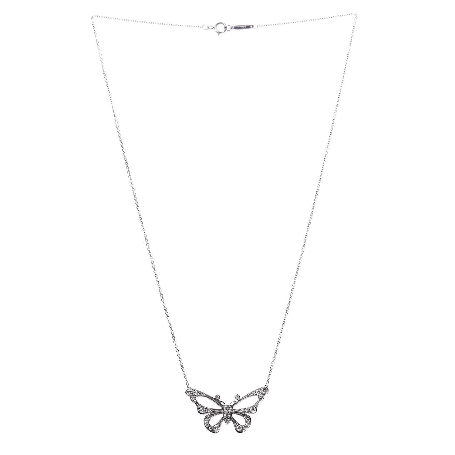 Tiffany Platinum Diamond .61ctw Enchant Butterfly Pendant Necklace 3 of 7